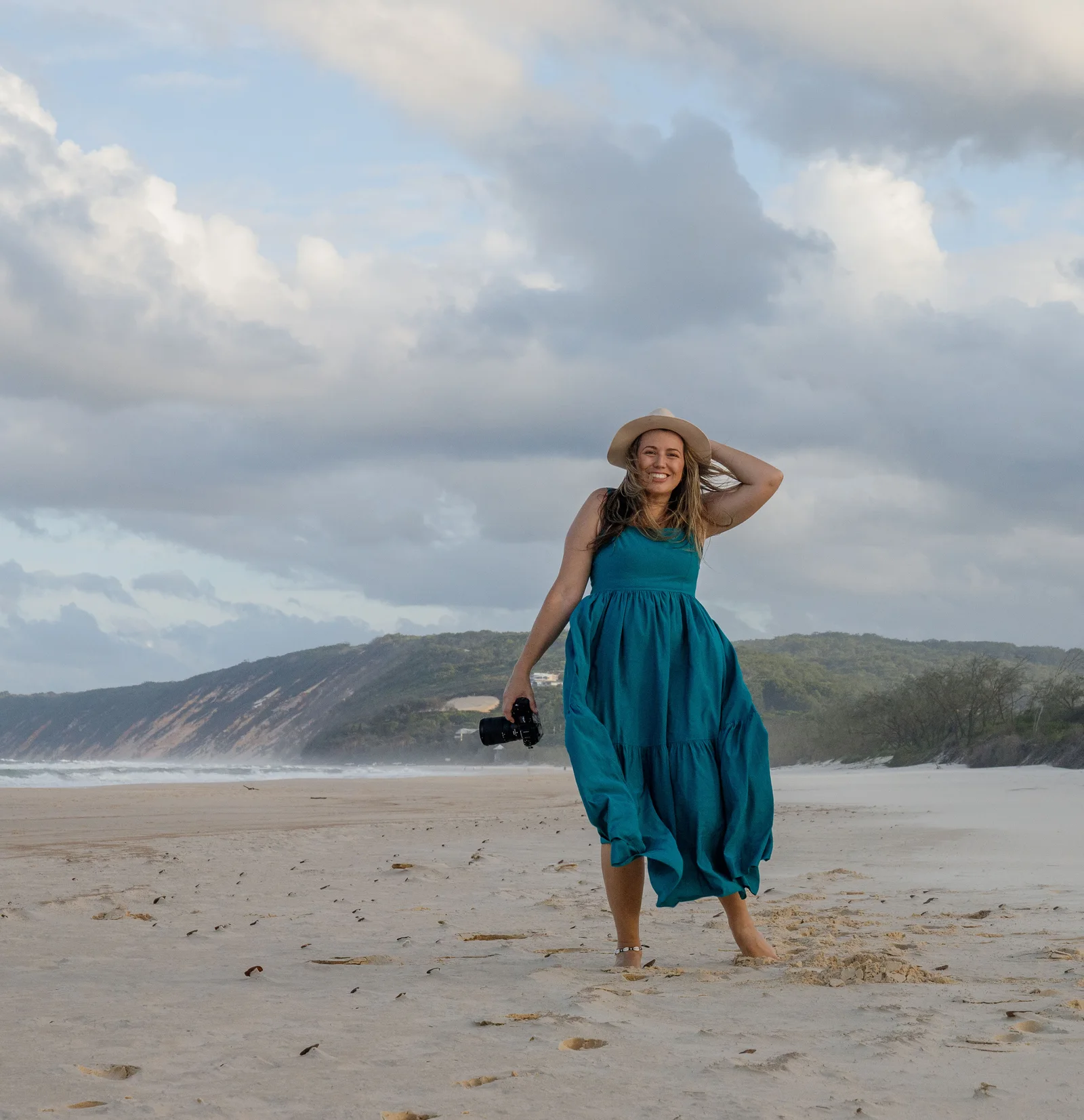 Bec on location with her camera